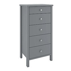 Pegane Commode avec 5 tiroirs en MDF coloris gris - Longueur 53 x profondeur 41 x hauteur 106 cm