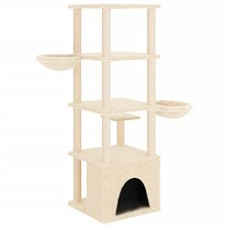 Arbre à chat avec griffoirs,niche pour chat en sisal crème 147 cm -MN39727 pas cher