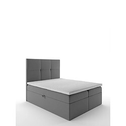 TRADA Lit adulte 160x200 cm TOP - avec matelas ressorts intégré, rangement et surmatelas - tissu velours – gris foncé pas cher