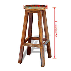 vidaXL Tabouret de bar Bois de récupération massif pas cher