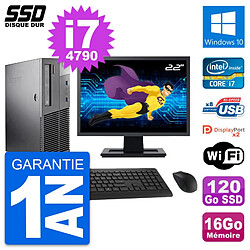 PC Lenovo M93p SFF Ecran 22" Intel i7-4790 RAM 16Go SSD 120Go Windows 10 Wifi - Occasion