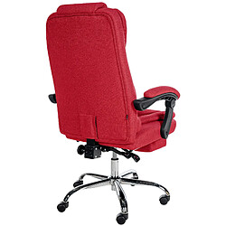 Avis Decoshop26 Fauteuil de bureau ergonomique généreusement rembourrée avec repose-pieds en tissu rouge et métal chromé 10_0002572