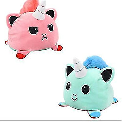 Universal Poupée d'humeur flip réversible double face flip animal licorne peluche poupée ï ¼ rose + bleu ¼ ‰