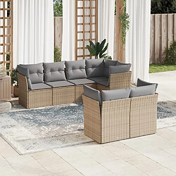 vidaXL Salon de jardin avec coussins 7 pcs beige résine tressée