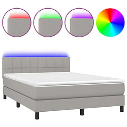 Sommier à lattes,Cadre à lattes de lit et matelas et LED pour Adulte Gris clair 140x190 cm -MN83257