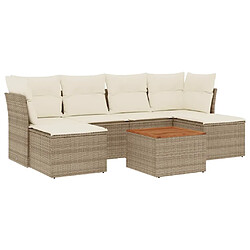 vidaXL Salon de jardin avec coussins 7 pcs beige résine tressée