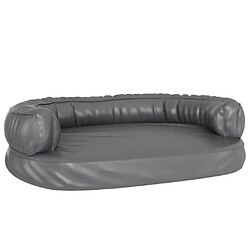 Maison Chic Niche Lit pour chien + ergonomique Mousse| Panier couchage pour chien Gris 75x53 cm Similicuir -GKD90136