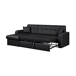 Avis ROMAN Canape dangle reversible convertible 3 places + Coffre de rangement - Simili noir - Contemporain - L 235 x P 85 - 153 cm