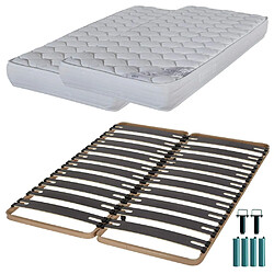 Ebac Matelas mousse + Sommier C310 2x90x190 Montana - Hauteur 18 cm - Soutien équilibré 