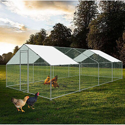 Bcelec RA-382 Poulailler d'extérieur 3x8x2m, enclos grillagé pour poules, volaille, structure en acier galvanisé 25x0.65mm