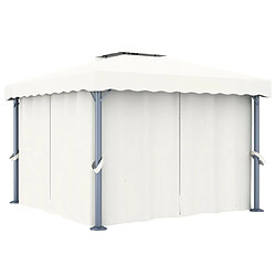 vidaXL Tonnelle avec rideau 3x3 m Blanc crème Aluminium 