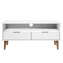 Acheter Maison Chic Meuble TV scandinave - Banc TV pour salon MOLDE Blanc 106x40x49 cm Bois de pin massif -MN13739