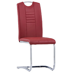 vidaXL Chaises à manger cantilever lot de 2 rouge similicuir