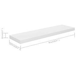 vidaXL Étagère murale flottante 4 pcs Blanc brillant 90x23,5x3,8cm MDF pas cher