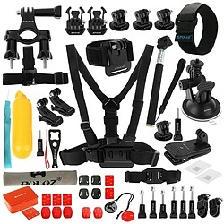 Wewoo Kit d'accessoire pour 53 en 1 Gopro HERO6 / 5/5 Session / 4 Session / 4/3 + / 3/2/1, Xiaomi et autres caméras d'action Accessoires Total Ultimate Combo Kits sangle de poitrine + ventouse + bras pivotant à 3 voies + boucle à crochet J + dragonne + de casqu