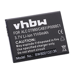 vhbw Li-Ion batterie 1100mAh (3.7V) pour portable téléphone Smartphone Alcatel One Touch Pop C2 Dual, OT 4032D comme CAB31P0000C1, BY71. 