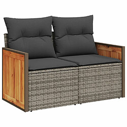 Acheter vidaXL Salon de jardin avec coussins 7 pcs gris résine tressée