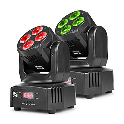 Beamz MHL36 Moving Head set 2 projecteurs LED 4x9W 4 en 1 RVBB 4 shows noir BeamZ