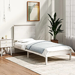 Maison Chic Lit Moderne Chambre - Cadre/structure de lit pour adulte Blanc Bois de pin massif 100x200 cm -MN54856