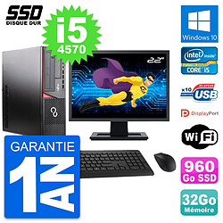 PC Fujitsu E920 DT Ecran 22" Intel i5-4570 RAM 32Go SSD 960Go Windows 10 Wifi - Occasion