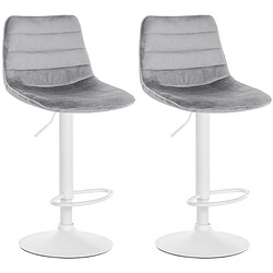 Non Lot de 2 tabourets de bar Lex velours blanc