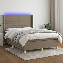 vidaXL Sommier à lattes de lit matelas et LED Taupe 140x190 cm Tissu 