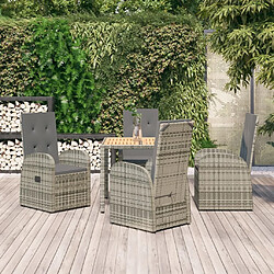 Salle à manger de jardin 5 pcs,Table et chaise à dîner avec coussins Gris -MN31705