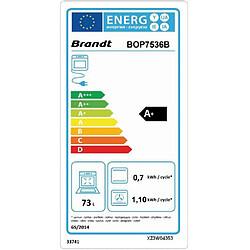 Four intégrable multifonction 73l 60cm a+ pyrolyse noir - bop7536b - BRANDT