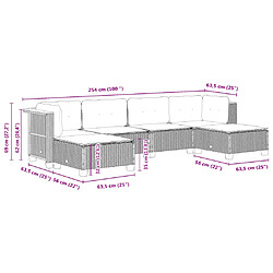 vidaXL Salon de jardin 6 pcs avec coussins gris résine tressée pas cher