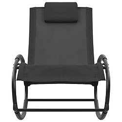 Helloshop26 Transat chaise longue bain de soleil lit de jardin terrasse meuble d'extérieur avec oreiller acier et textilène noir 02_0012550