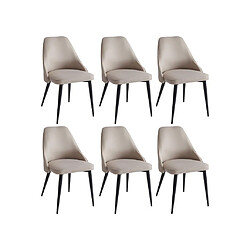 Avis Vente-Unique Lot de 6 chaises en tissu et métal - Crème - EZRA