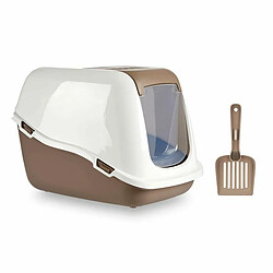 Mascow Bac à litière pour chats Blanc Beige Plastique 39,7 x 57 x 39 cm (6 Unités)