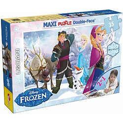 Lisciani - Disney Puzzle La Reine des Neiges - Maxi Puzzle 35 Pièces - Double Face - Verso A Colorier - Jeu Educatif - A partir de 3 ans 