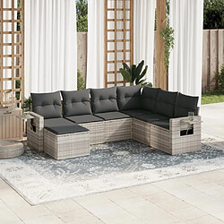 vidaXL Salon de jardin avec coussins 7 pcs gris clair résine tressée 