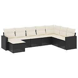 vidaXL Salon de jardin 8 pcs avec coussins noir résine tressée