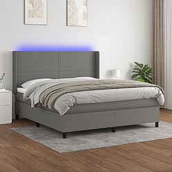 vidaXL Sommier à lattes de lit et matelas et LED Gris foncé 160x200 cm 