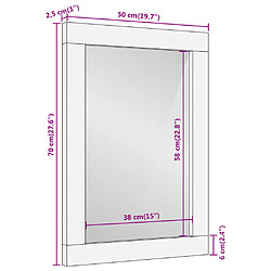 vidaXL Miroir de bain 50x70x2,5 cm bois de manguier massif et verre pas cher