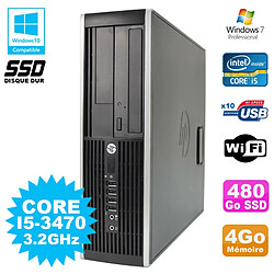 PC HP Elite 8300 SFF Core I5 3470 3.2GHz 4Go 480Go SSD Graveur USB3 Wifi W7 · Occasion 