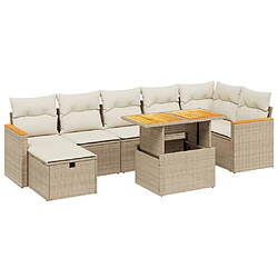 vidaXL Salon de jardin avec coussins 8 pcs beige résine tressée