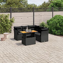 vidaXL Salon de jardin 5 pcs avec coussins noir résine tressée 