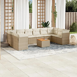 Maison Chic Salon de jardin 11 pcs avec coussins, Ensemble Tables et chaises d'extérieur beige résine tressée -GKD623591