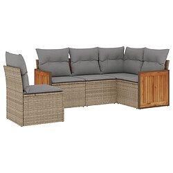 vidaXL Salon de jardin avec coussins 5 pcs beige résine tressée