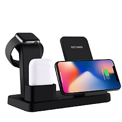 Wewoo Chargeur sans fil Q12 rapide 3 en 1 pour iPhoneApple WatchAirPods et autres téléphones intelligents Android Noir 