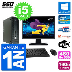 PC HP 600 G2 SFF Ecran 27" Intel Core i5-6500 RAM 16Go SSD 480Go Windows 10 Wifi · Occasion 