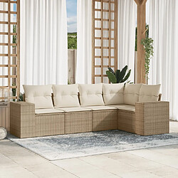 vidaXL Salon de jardin avec coussins 5 pcs beige résine tressée 