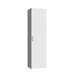 Pegane Armoire, meuble de rangement avec 1 porte coloris Blanc - longueur 40 x hauteur 185 x profondeur 40 cm 