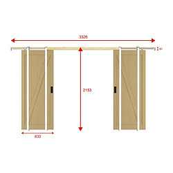 Acheter Vente-Unique Porte coulissante double avec système à galandage en bois et MDF - Naturel clair - 2 x H205 x L83 cm - BALERMA