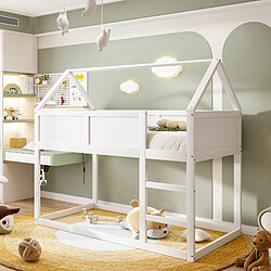 Acheter ComfortXL Lit superposé pour enfant, Cadre en bois massif, lit mezzanine avec escalier, blanc 90*200 cm