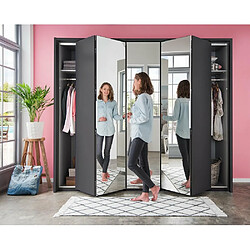 Acheter Inside 75 Armoire GRACE décor graphite 2 portes pliantes 1 porte tournante 3 miroirs