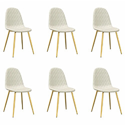 Maison Chic Lot de 6 Chaises à manger | Chaise de salle à manger cuisine blanc crème velours -GKD76323